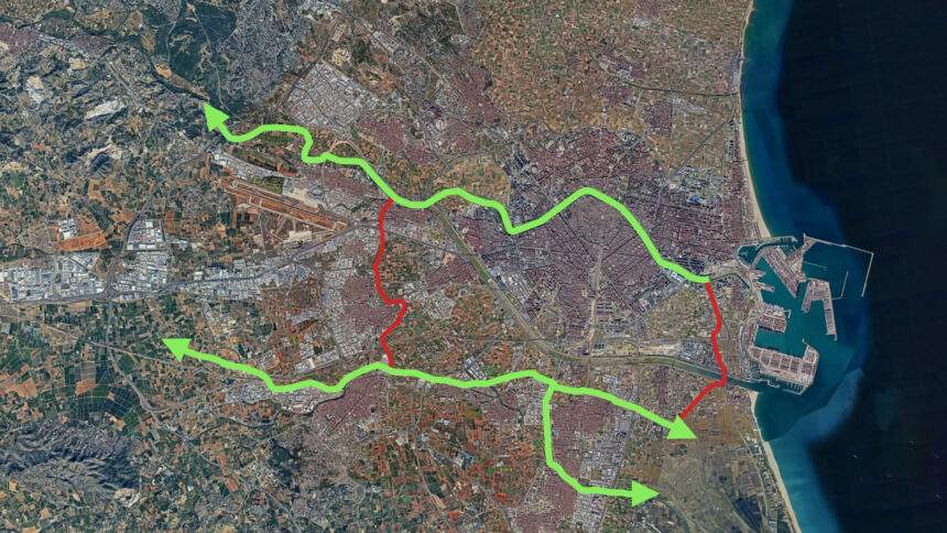 Mapa de la zona en la que se desarrollarán los parques en l'Horta Sud.