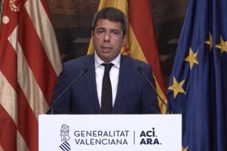 Carlos Mazón durante su comparecencia oficial el aniversario de la dana.