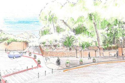 Dibuix del projecte per a la reorganitzaciío de l'entorn de la Font dels 25 Dolls.