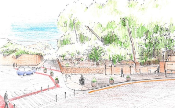 Dibuix del projecte per a la reorganitzaciío de l'entorn de la Font dels 25 Dolls.