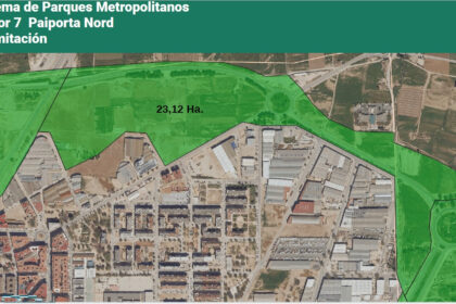 Mapa de una zona de parques inundables de Paiporta.