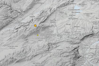 Localització dels terratrèmols detectats a Ontinyent i Vallada.