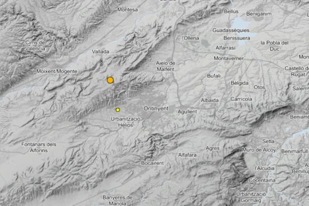 Localització dels terratrèmols detectats a Ontinyent i Vallada.