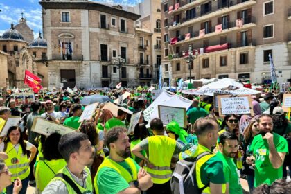Protesta durante la jornada de huelga de educación.