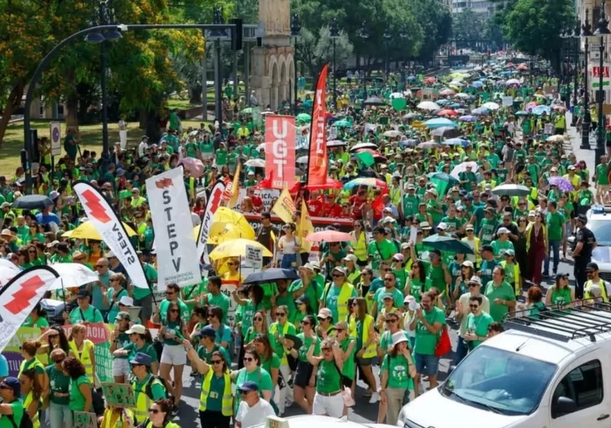 Protesta de los profesores en València.