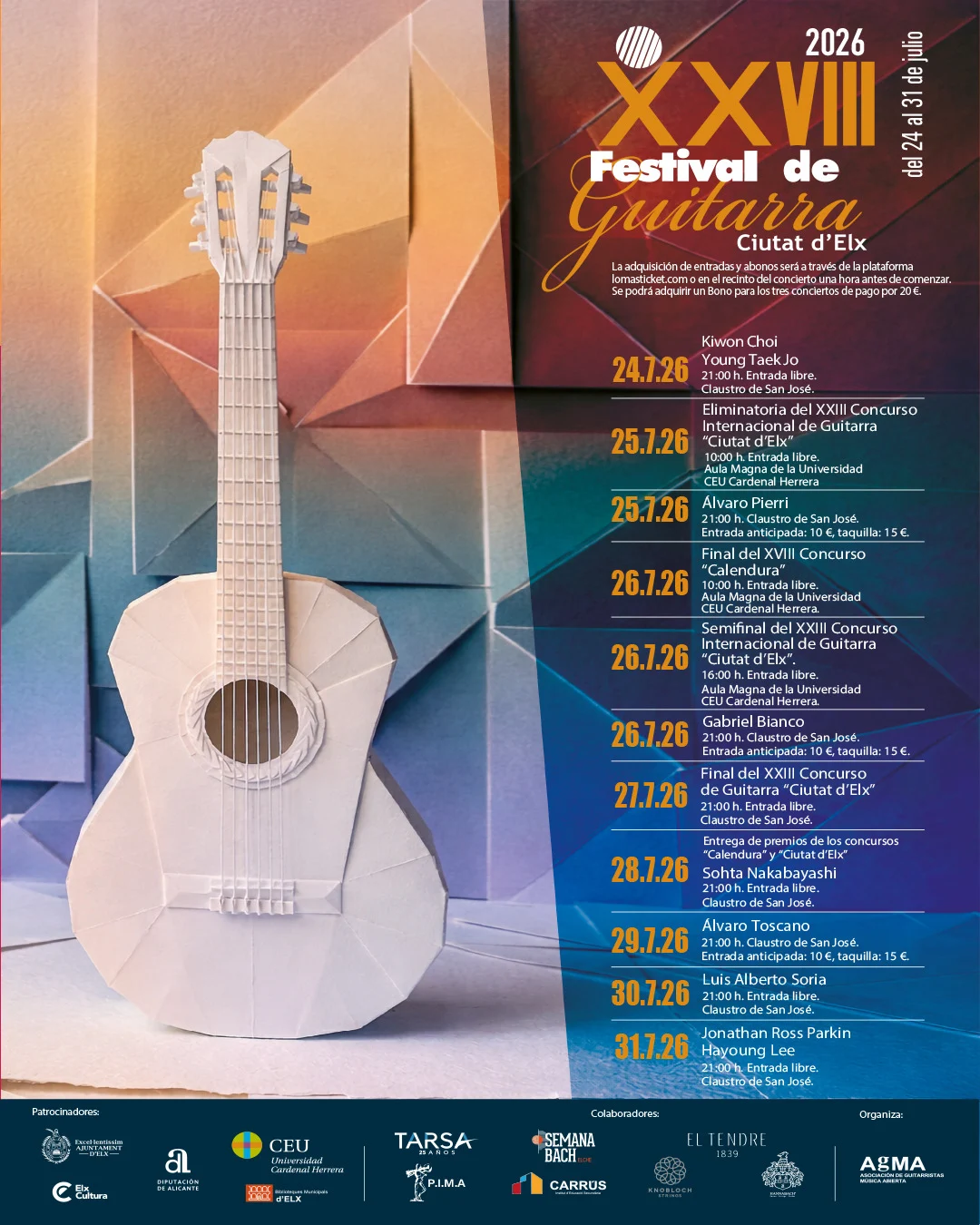 Elche arranca la 28ª edición del Festival de Guitarra ‘Ciutat d’Elx’ con actuaciones gratuitas y grandes maestros internacionales 2 Elche