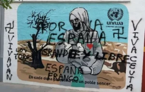 Ataque vandálico con esvásticas y lemas franquistas sobre un mural humanitario por Palestina en Quart de Poblet 7 quart poblet pintadas mural unrwa