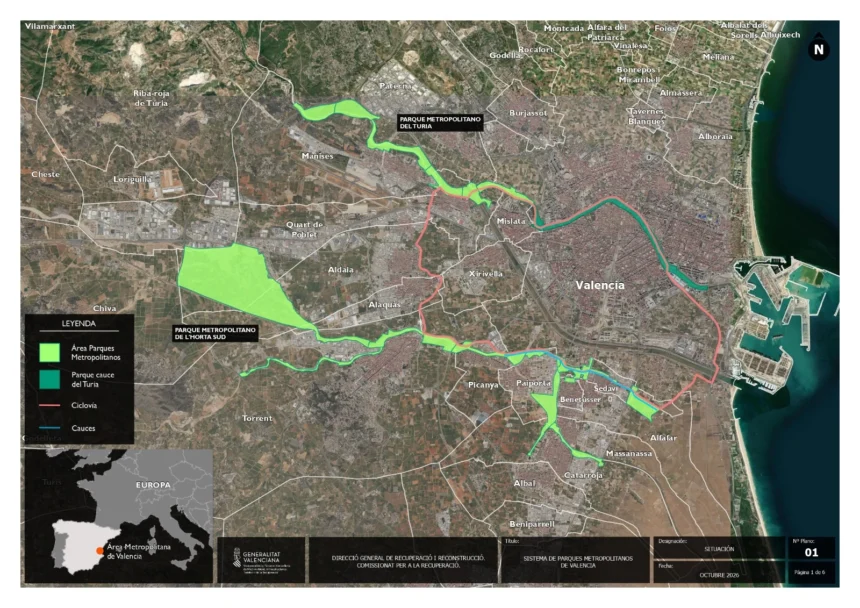 Plano general del Sistema de Parques Metropolitanos de València