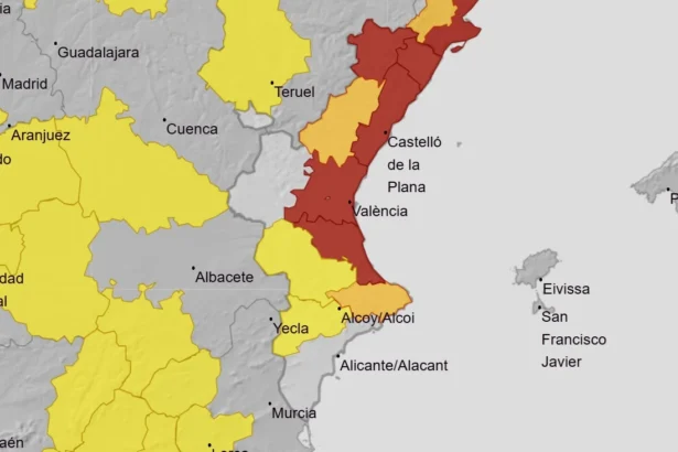 Mapa de las alertas decretadas para este jueves y viernes.