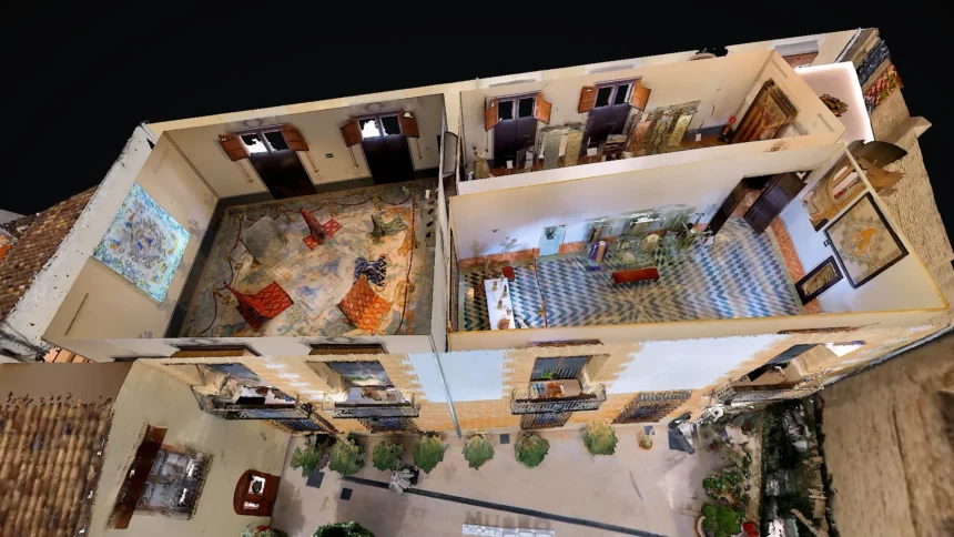Recreación escaneada en 3D de un edificio histórico con sus estancias interiores a la vista