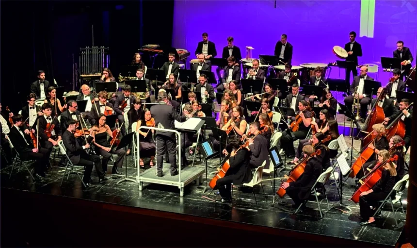 Orquestra Simfònica Caixa Ontinyent durant el concert al Teatre Echegaray d'Ontinyent