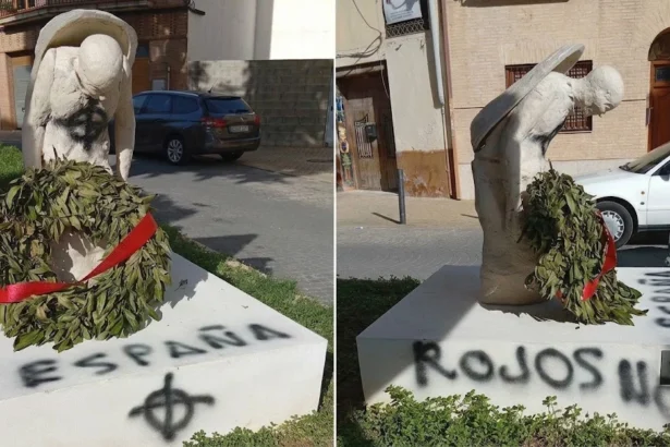 Pintades sobre l'escultura de Quart de Poblet.