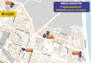 valencia media maraton aparcamientos corredores